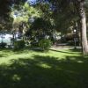 Un parco verde con alberi e prato all'ombra.